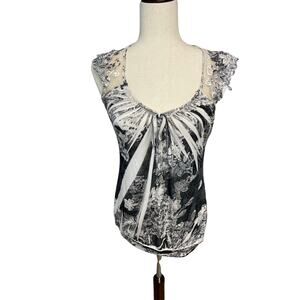 Simply Irresistible floral lace cap sleeve blouse shirt women's size small